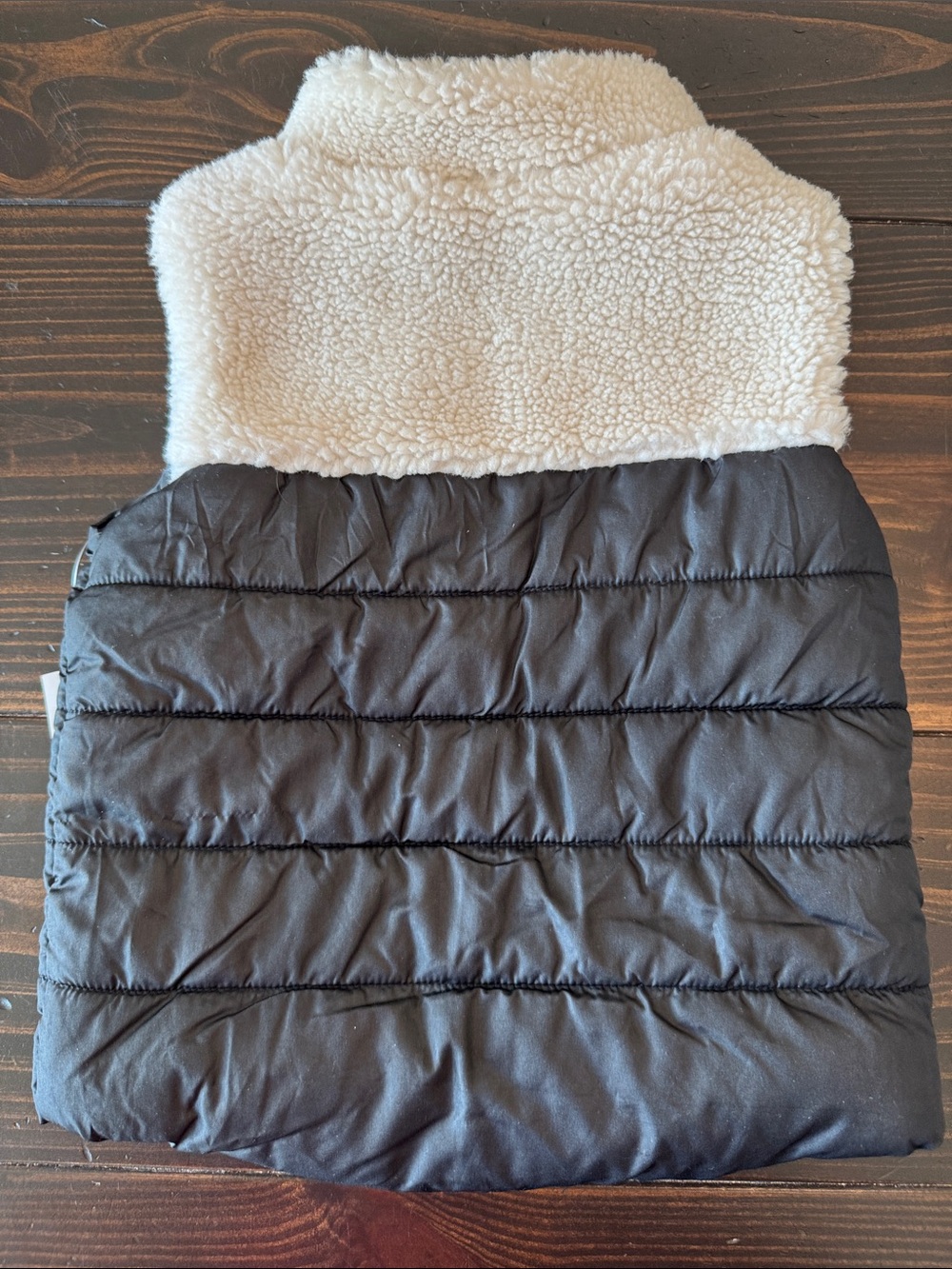 Timberland Kids Black & Cream Puffer Vest with Gray Logo Tee and Tan Joggers - Picture 4 of 8